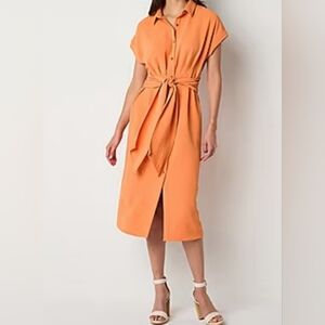 Worthington Womens Short Sleeve Midi Shirt Dress Size PXL